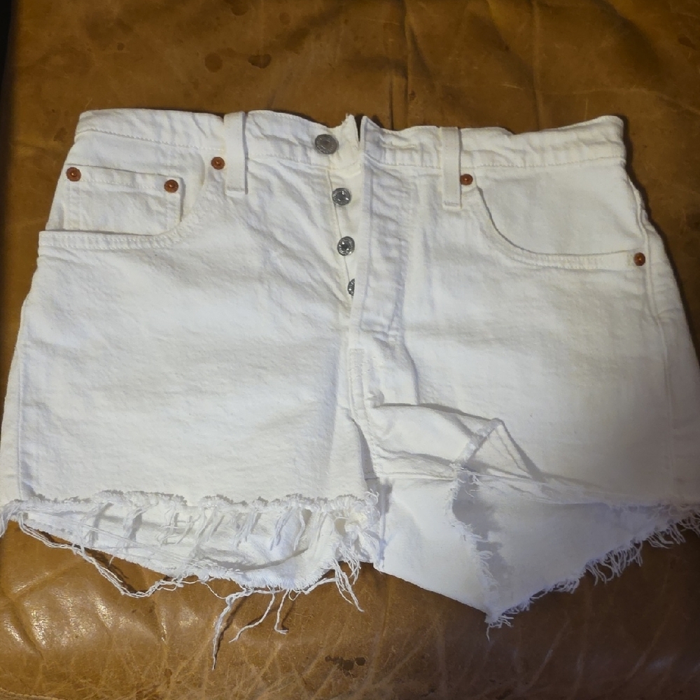 Levi's White Denim Cutoff Shorts - Picture 9 of 16